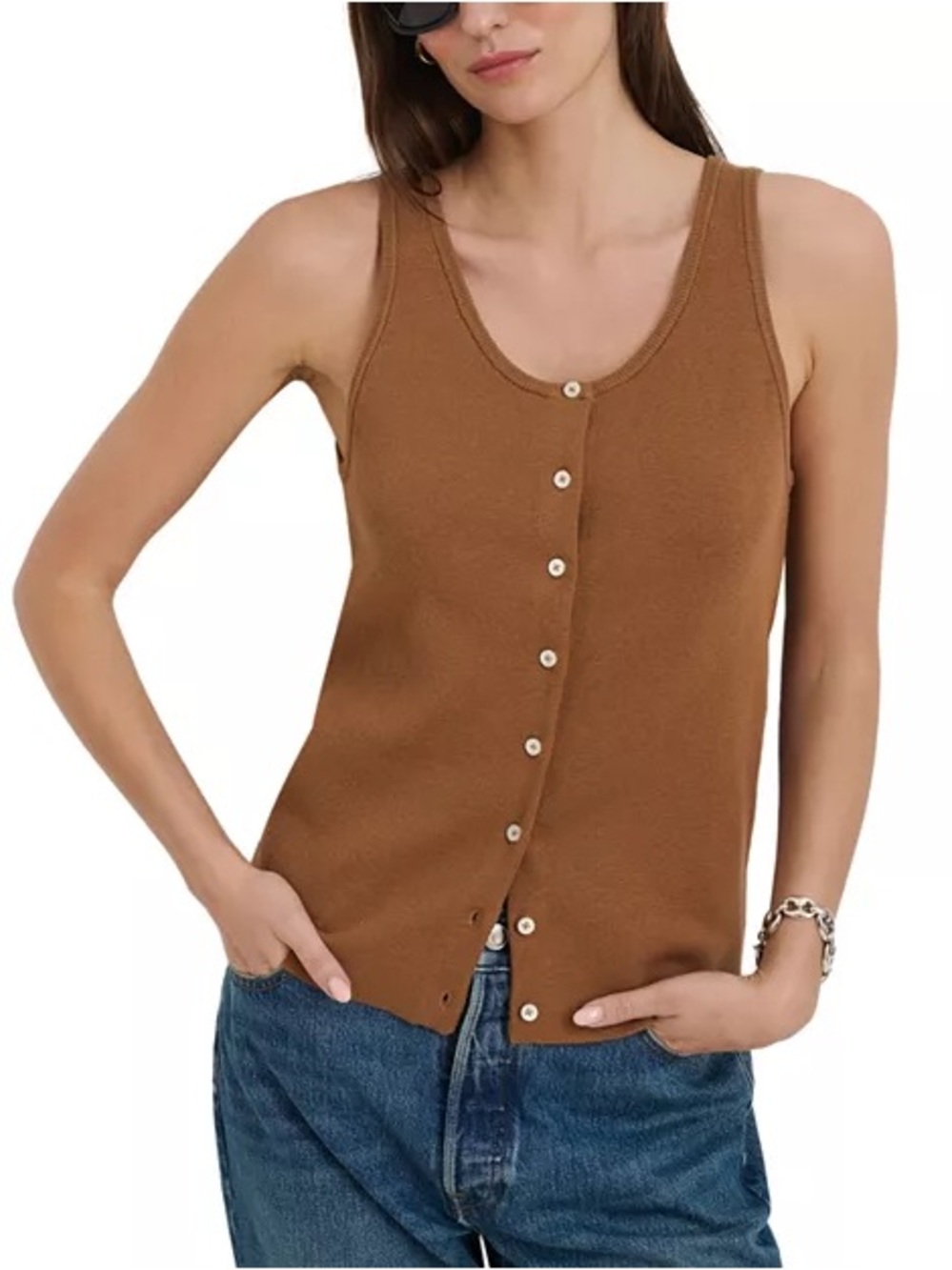 Alex Mill Women's Brown Knit Button-Front Tank & Cardigan Size L - Picture 10 of 14